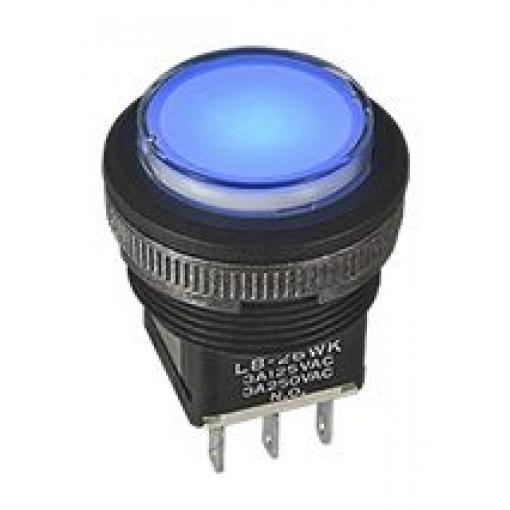 NKK Switches Tlačítkový spínač, řada: LB IP65 DPDT Zacvakávací montáž zap-zap Osvětlené 22.4 x 16.2 mm 3 A 30 V dc 250 V