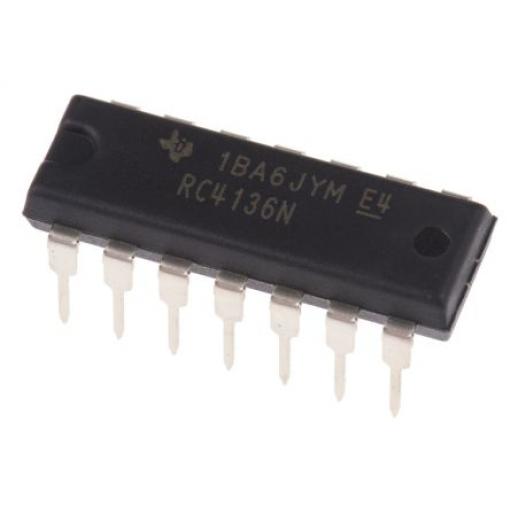 Texas Instruments Operační zesilovač RC4136N 3 MHz 18 V, PDIP, počet kolíků: 14 kolíkový