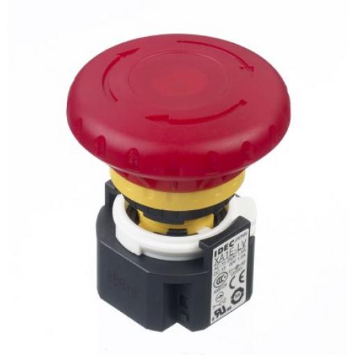 Idec XA Uvolnění kroucením Osvětlené Tlačítko nouzového vypínače Montáž do panelu 16 mm 1 NO, 3 NC IP65