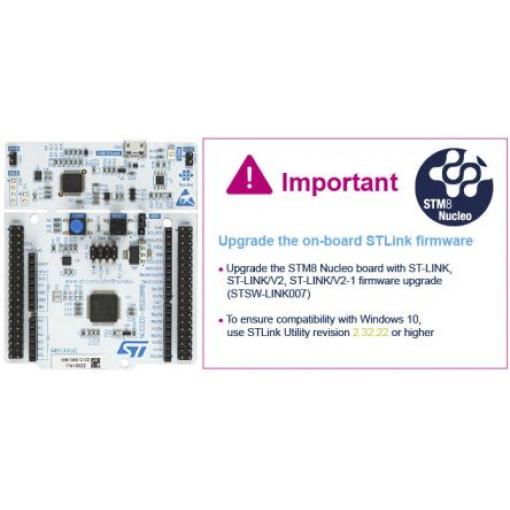 STMicroelectronics Vývojový nástroj pro mikrokontroléry, STM8S208RB, STM, MCU NUCLEO-8S208RB, Mikrokontrolér, MCU, STM8