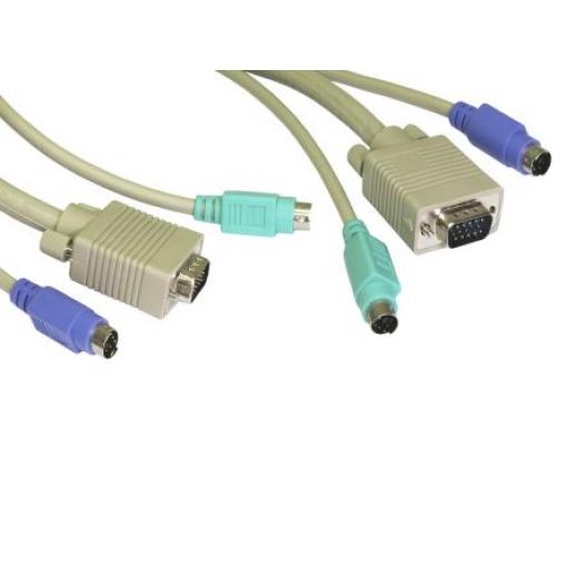 RS PRO Kabel KVM Vnější, A: Mini DIN, VGA, B: PS2 x 2 Vnější 3 m, Černá