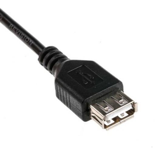 RS PRO Kabel USB do zásuvky IC Vnější, A: USB typu A, 250 mm Vnitřní, Černá, B: USB typu A