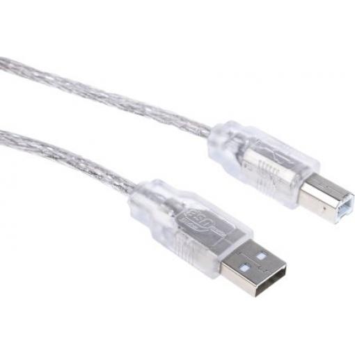 RS PRO Kabel USB do zásuvky IC Vnější, A: USB typu A, 3 m Vnější, Průhledné, B: USB B