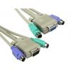 RS PRO Kabel KVM Vnější, A: VGA, B: PS2 x 2 Samec/samice 5 m, Šedá