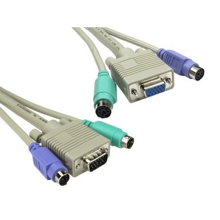 RS PRO Kabel KVM Vnější, A: VGA, B: PS2 x 2 Vnitřní 5 m, Šedá