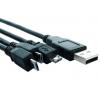RS PRO Kabel USB do zásuvky IC Vnější, A: USB typu A, 800 mm Vnější, Černá, B: Micro USB typ B x 3