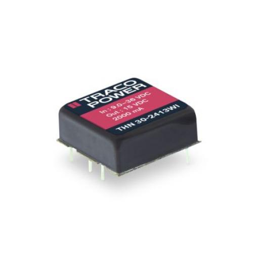 TRACOPOWER Měnič DC/DC THN 30WI, výstup: 24 V dc 1.6 kV dc, Vin 36V dc 625 mA, Vin 9V 30 W -40 °C 80 °C Montáž na plošný