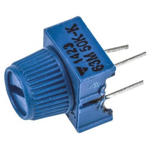 Ladicí potenciometr 50 kΩ 10 % ±100 ppm/°C 0.5 W Horní nastavení 1otáčkový, Průchozí otvor, Kolík, řada: 63M Vishay
