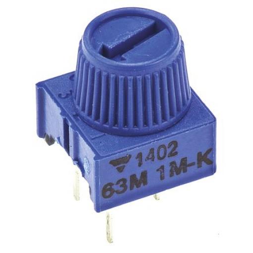 Ladicí potenciometr 1 mΩ 10 % ±100 ppm/°C 0.5 W Horní nastavení 1otáčkový, Průchozí otvor, Kolík, řada: 63M Vishay