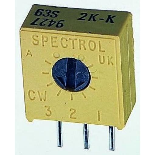 Ladicí potenciometr 2 kΩ 10 % ±100 ppm/°C 0.5 W Horní nastavení 1otáčkový, Průchozí otvor, Kolík, řada: 63S Vishay