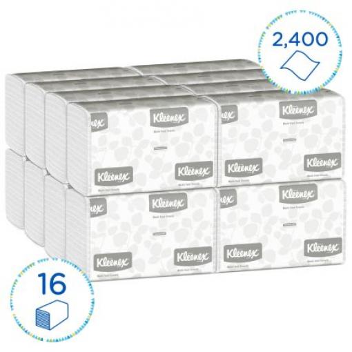 Papírový ručník 230mm 1vrstvý, Bílá Složený 150 x 16 archů, sortiment: KLEENEX