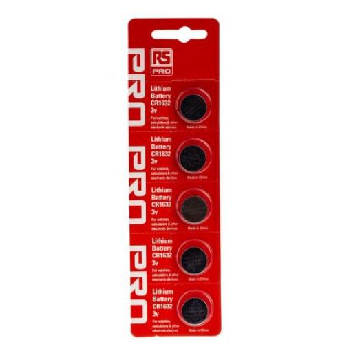 Knoflíková baterie 3 V Lithium-oxid manganičitý 16 mm CR1632 120 mAh RS PRO