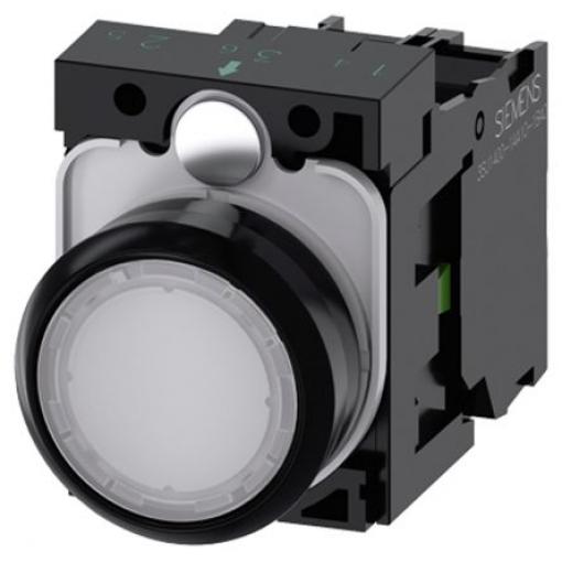 Siemens Tlačítkový spínač, řada: SIRIUS ACT 3SU11 SPST Osvětlené 22 mm Bílá 230 V ac