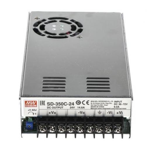 MEAN WELL Měnič DC/DC SD-350, výstup: 24 V dc 1.5 kV ac, Vin 72V dc 0 A, Vin 36V -20 °C 60 °C Montáž na rám