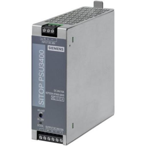 Siemens Měnič DC/DC SITOP PSU3400, výstup: 24 V dc, Vin 54V dc 10 A, Vin 48V dc 256 W 70 °C 70 °C Lišta DIN