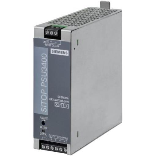 Siemens Měnič DC/DC SITOP PSU3400, výstup: 24 V dc, Vin 32V dc 10 A, Vin 24V dc 260 W 70 °C 70 °C Lišta DIN