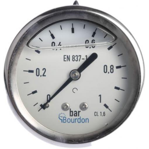 Tlakoměr MIT3-F22.B15, přesnost: ±1.6 % 63 mm G 1/4 Nerezová ocel, 70 °C 1 bar 0 bar Bourdon