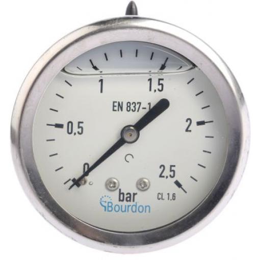 Tlakoměr MIT3-F22.B18, přesnost: ±1.6 % 63 mm G 1/4 Nerezová ocel, 70 °C 2.5 bar 0 bar Bourdon