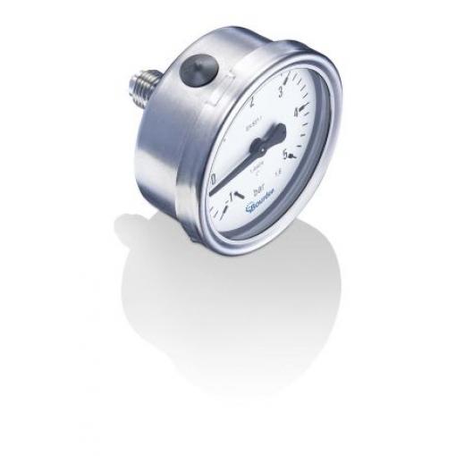 Tlakoměr MEX3-F20.B18, přesnost: ±1.6 % 63 mm G 1/4 Kalibrováno Nerezová ocel, 70 °C 2.5 bar 0 bar Bourdon