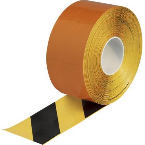 Páska pro vyznačení průchodu Akrylát, Černá/žlutá Vinyl 101.6mm, délka: 30.48m Brady
