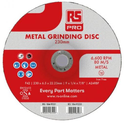 Brusný kotouč Oxid hlinitý zrnitost 1 230 mm, max. bezpečná rychlost: 6600 rpm RS PRO, tloušťka: 6.5 mm Jemné 1 V balení