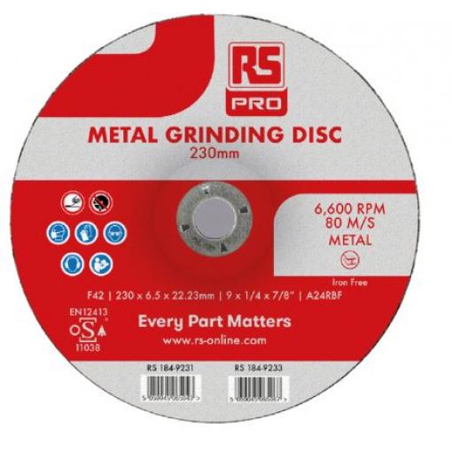 Brusný kotouč Oxid hlinitý zrnitost 5 230 mm, max. bezpečná rychlost: 6600 rpm RS PRO, tloušťka: 6.5 mm Jemné 5 V balení