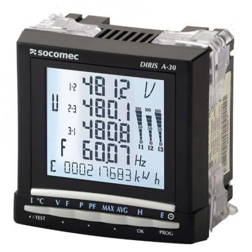Elektroměr, řada: DIRIS A30 Podsvícení LCD 3fázový Digitální Impulzový výstup výška číslice 85 mm, výška výřezu: 92 mm,