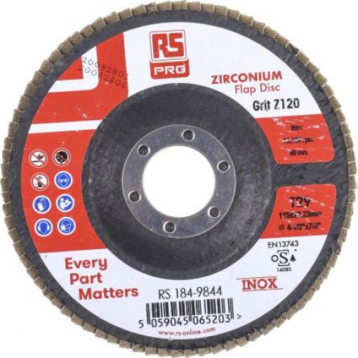 Brusný disk Zirkon zrnitost 5 115 mm Jemné, max. bezpečná rychlost: 13300 rpm RS PRO 5 V balení