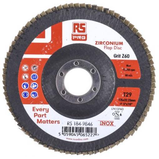 Brusný disk Zirkon zrnitost 5 125 mm Střední, max. bezpečná rychlost: 12250 rpm RS PRO 5 V balení