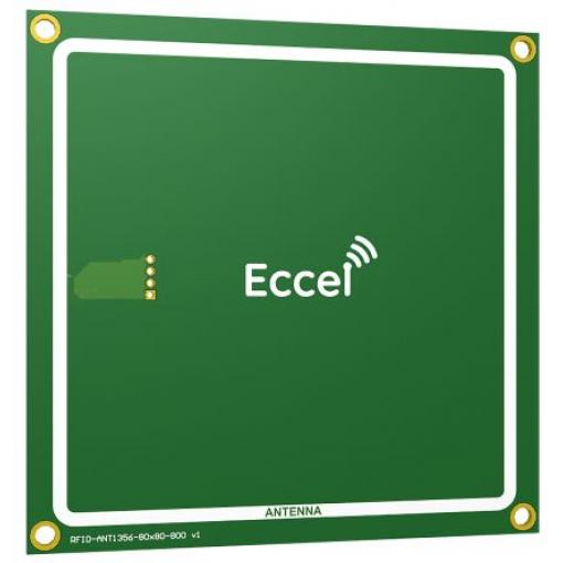Anténa RFID RFID-ANT1356-80x80-800 v1 Povrch Plošný spoj PHR-4 Eccel Technology Ltd Vysokofrekvenční RFID, řada: