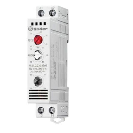 Finder Zapouzdřený termostat, řada: 7T, Ne 60 °C 20 A -45 °C 110V ac/dc, 240 V ac/dc 250V