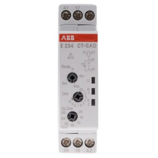 ABB Časovací relé, řada: 1SVR Lišta DIN DPST 2kontaktové 48 V dc 24 to 240 V ac 1 funkce Šroub 0.05 s to 10 min