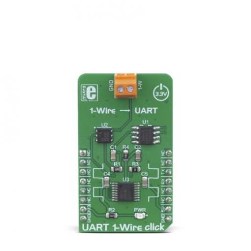 Komunikační a bezdrátový vývojový nástroj, pro 1vodičový, UART, UART 1-Wire Click, MikroElektronika