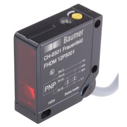 Baumer Fotoelektrický snímač, řada: FHDM 12P LED Blok 4kolíkový M8, výstup: PnP Difuzní IP67