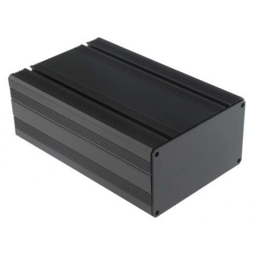RS PRO Pouzdro na přístroje Odvětrávaný Eloxovaný hliník 61 mm barva Černá 165 mm 105 mm