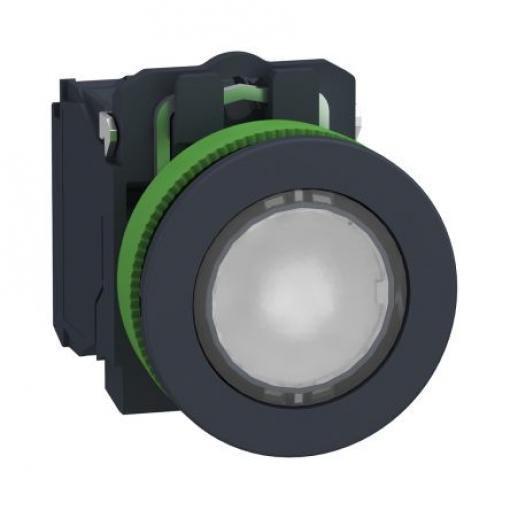 Schneider Electric Tlačítkový spínač, řada: XB5 SPDT Panel Vratná pružina Osvětlené 30 mm 10 A, barva LED: Bílá 24 V dc