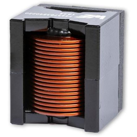 Induktor s vodiči, řada: WE-HCFT 15 μH Mangan zinkový ferit max. SRF: 12 MHz Idc 45.3 A Rdc 2.16 mΩ Wurth Elektronik