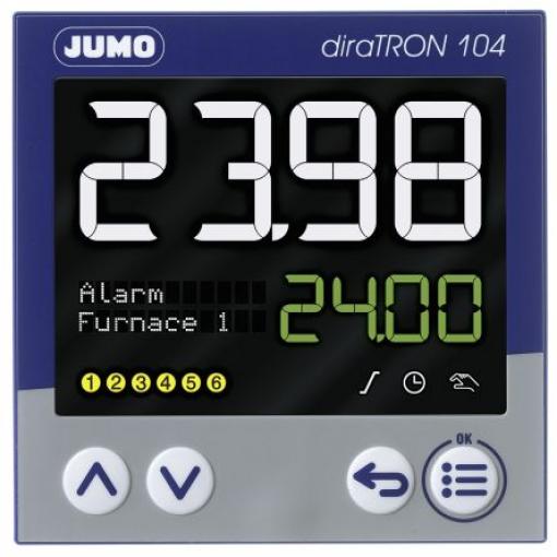 Jumo PID regulátor teploty, řada: diraTRON Montáž do panelu, 55 °C, -10 °C 3, počet výstupů: 3, výstup: 2 reléové 240V
