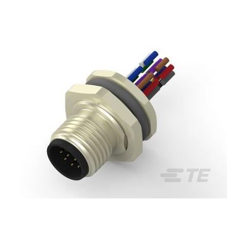 Kulatý konektor, počet kontaktů: 12, Zadní, velikost: M12 TE Connectivity, pohlaví kontaktu: Vnější, orientace těla: