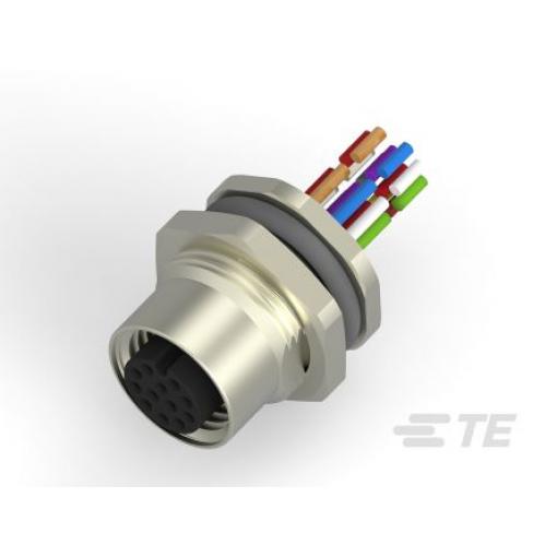 Kulatý konektor, počet kontaktů: 12, Zadní, velikost: M12 TE Connectivity, pohlaví kontaktu: Vnitřní, orientace těla: