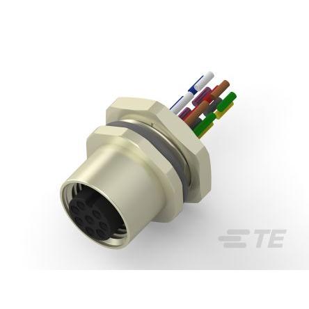 Kulatý konektor, počet kontaktů: 8, Přední montáž, velikost: M12 TE Connectivity, pohlaví kontaktu: Vnitřní, orientace