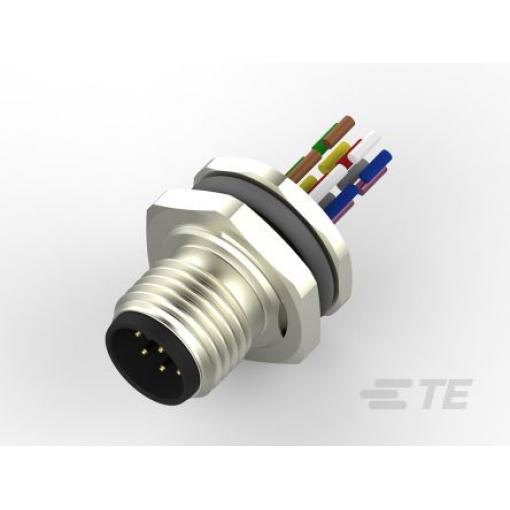 Kulatý konektor, počet kontaktů: 8, Zadní, velikost: M12 TE Connectivity, pohlaví kontaktu: Vnější, orientace těla:
