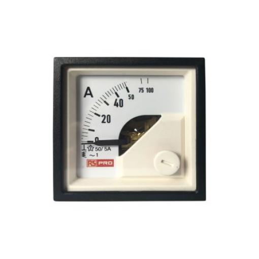Analogový panelový ampérmetr, řada: RS PRO 100 A, výška výřezu: 45 mm St., šířka výřezu: 45 mm, přesnost měřicího