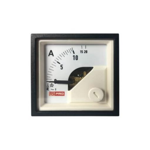 Analogový panelový ampérmetr, řada: RS PRO, výška výřezu: 45 mm St., šířka výřezu: 45 mm, přesnost měřicího přístroje: 1