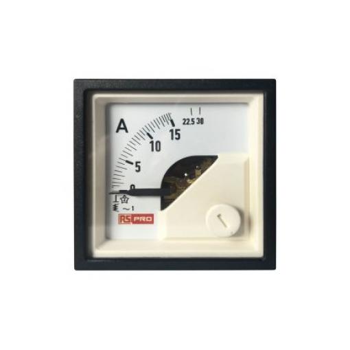 Analogový panelový ampérmetr, řada: RS PRO, výška výřezu: 45 mm St., šířka výřezu: 45 mm, přesnost měřicího přístroje: 1
