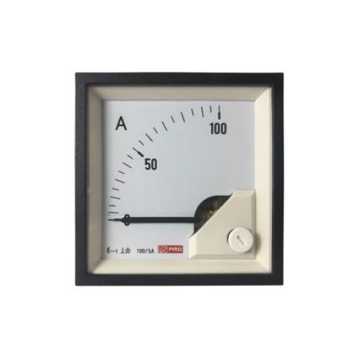 Analogový panelový ampérmetr, řada: RS PRO 100 A, výška výřezu: 68 mm St., šířka výřezu: 68 mm, přesnost měřicího