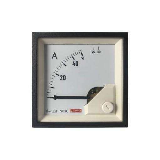 Analogový panelový ampérmetr, výška výřezu: 68 mm St., šířka výřezu: 68 mm, přesnost měřicího přístroje: 1 % Pohyblivé