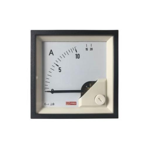 Analogový panelový ampérmetr 20 A, výška výřezu: 68 mm St., šířka výřezu: 68 mm, přesnost měřicího přístroje: 1 %
