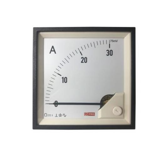 Analogový panelový ampérmetr, řada: RS PRO, výška výřezu: 92 mm DC, šířka výřezu: 92 mm, přesnost měřicího přístroje: 1