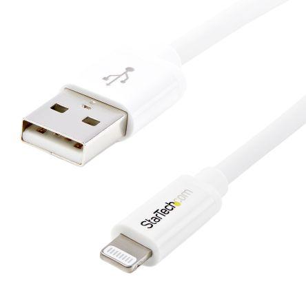 StarTech.com Kabel USB do zásuvky IC Vnější, řada: USBLT, A: USB 2.0 Typ A, 2 m Vnější, Bílá, B: Lightning